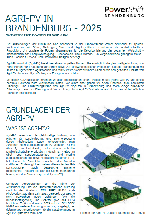 Deckblatt "Agri-PV in Brandenburg - 2025"